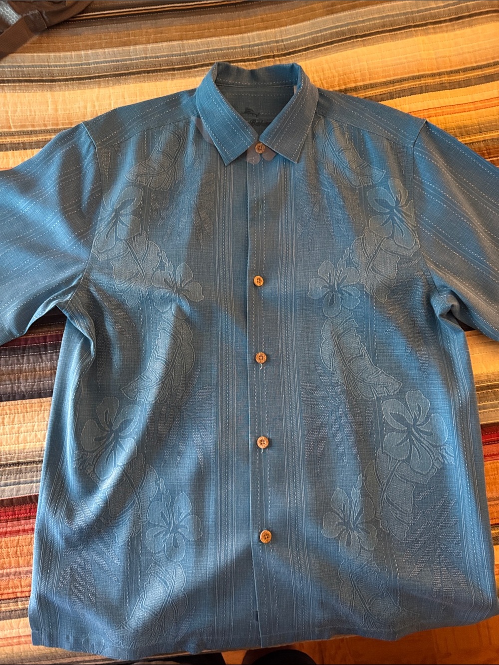 Tommy Bahama Men's Tropical Blue Short-Sleeve Button-Down Shirt